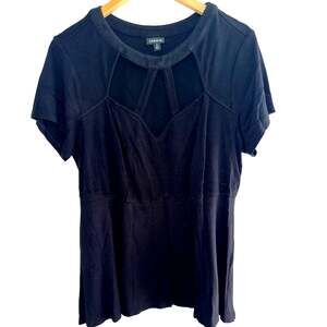 Torrid Plus Size 2X Black Sexy Sweetheart Romantic Neckline Office Blouse Shirt